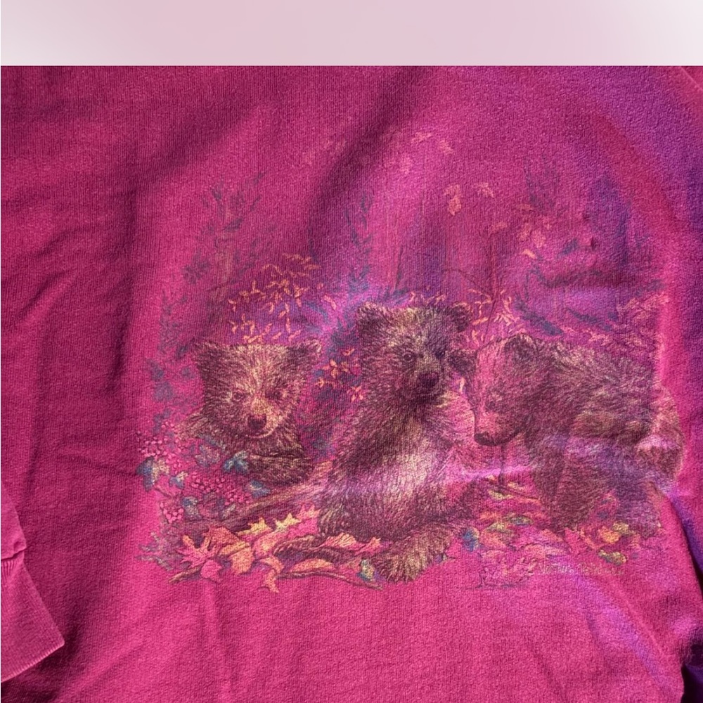 Vintage bear nature scene Burgundy Sweatshirt